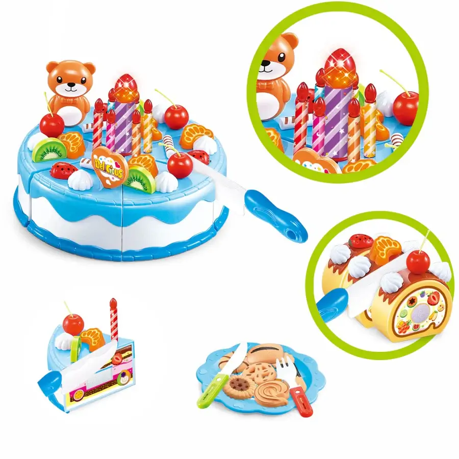 Tort aniversar de taiat copii 80 piese | Set bucatarie joaca 3+ [5]