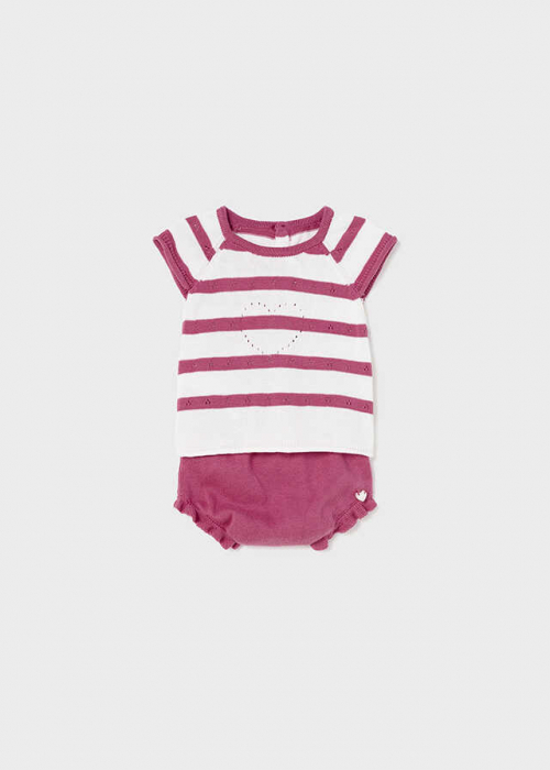 Set 2 piese Rochita si Chiloti Pantaloni Scurti, Rosu, Fetite, 0-18 Luni [6]