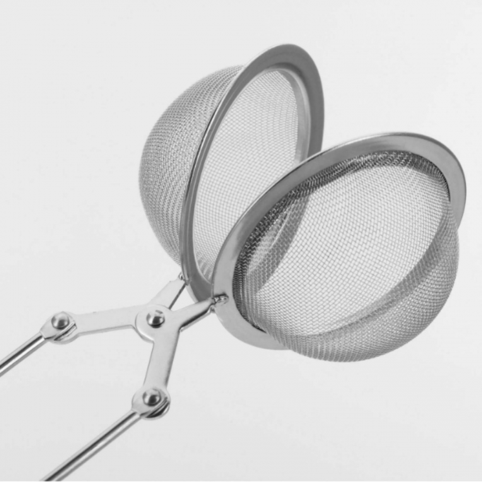 Sita dubla pentru ceai, infuzor tip cleste, filtru inox [4]