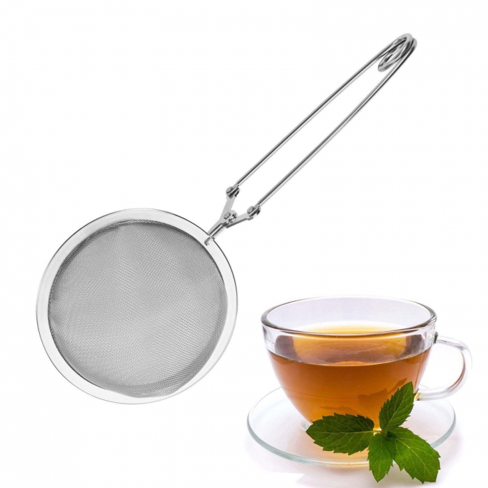 Sita dubla pentru ceai, infuzor tip cleste, filtru inox [5]