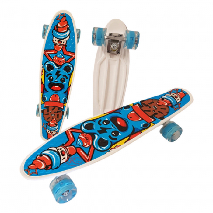 Skateboard cu luminite ⭐ Penny board mini Albastru. [1]