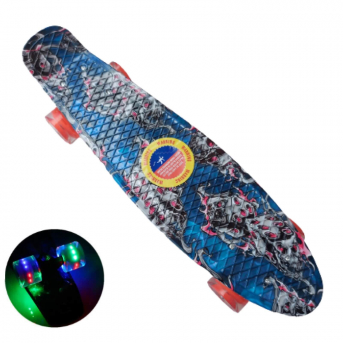 Skateboard cu lumini ⭐ Penny Board mini Graffiti Blue 55cm. [1]