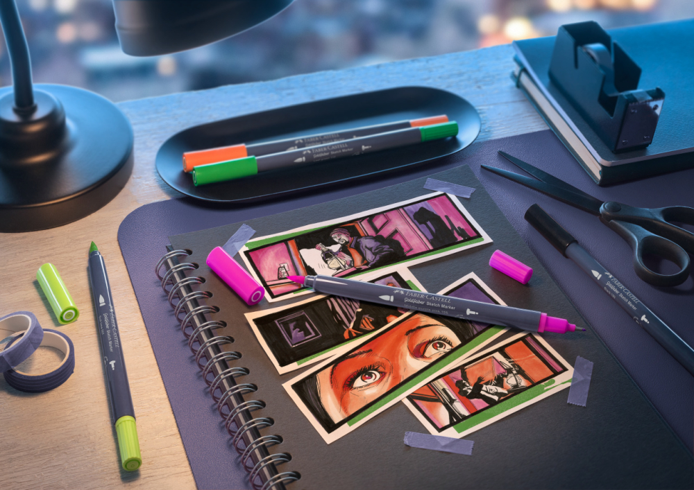 Sketch marker 2 capete gri neutru iv 344 goldfaber faber-castell [5]