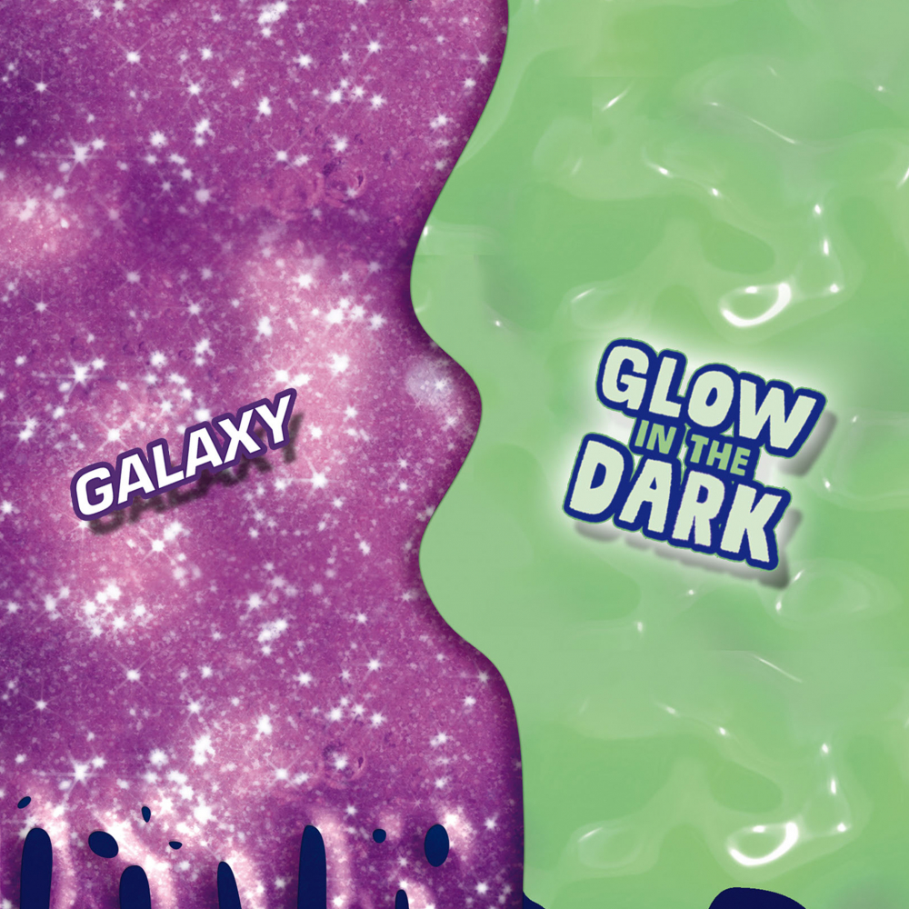 Slime colorat fluorescent cu sclipici pentru copii (2x120 gr.), copii varsta 3 ani+,6 ani+,8 ani+ [3]