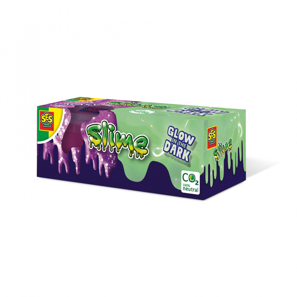 Slime colorat fluorescent cu sclipici pentru copii (2x120 gr.), copii varsta 3 ani+,6 ani+,8 ani+ [1]
