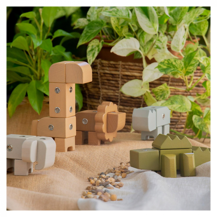 Snap Block Animals, blocuri de constructie din lemn, Guidecraft, 3-6 ani [5]