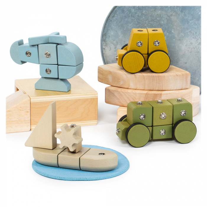 Snap Block Vehicles, blocuri de constructie din lemn, 32 piese, 3-7 ani [5]