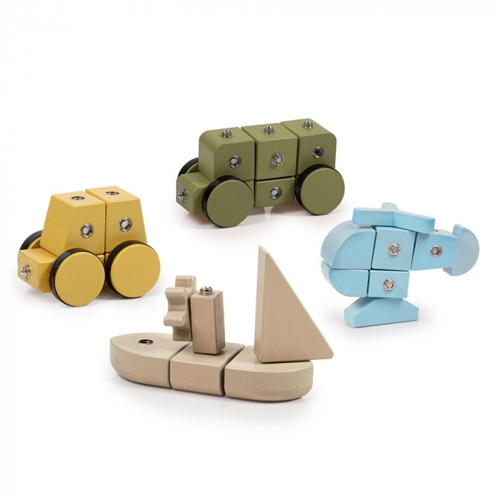 Snap Block Vehicles, blocuri de constructie din lemn, 32 piese, 3-7 ani [6]