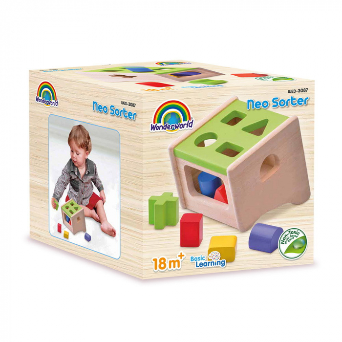 Sortator cu forme colorate din lemn, Wonderworld, 1-5 ani [5]