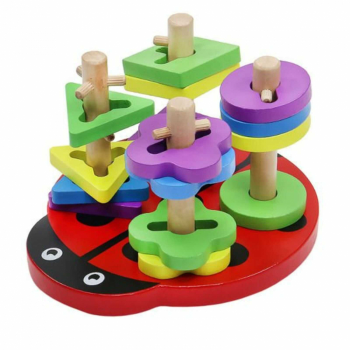 Jucarii lemn sortare cu obstacole si forme geometrice. [7]