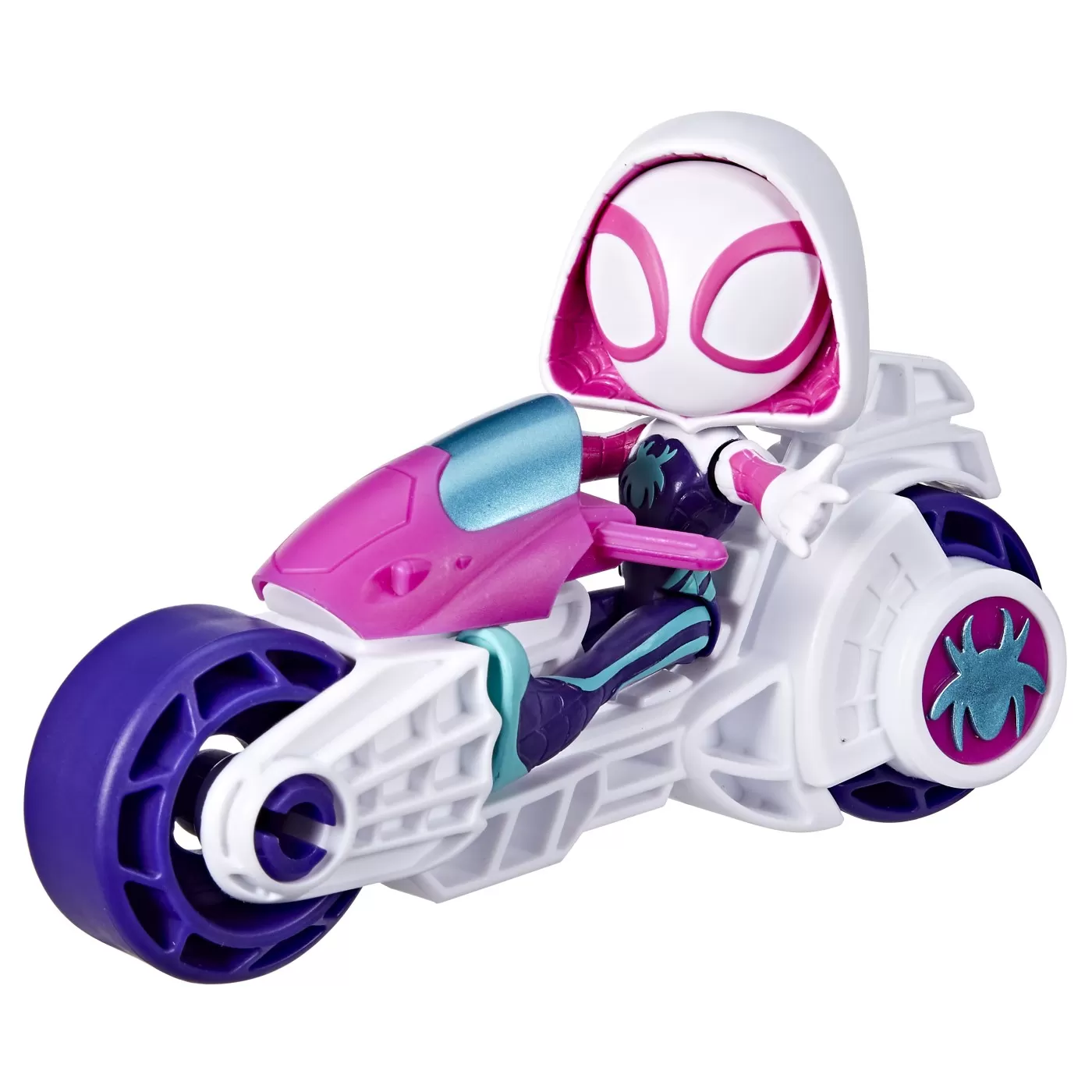 Spidey prietenii extraordinari set motocicleta si figurina ghost spider 10cm, copii 3 ani-7 ani [8]