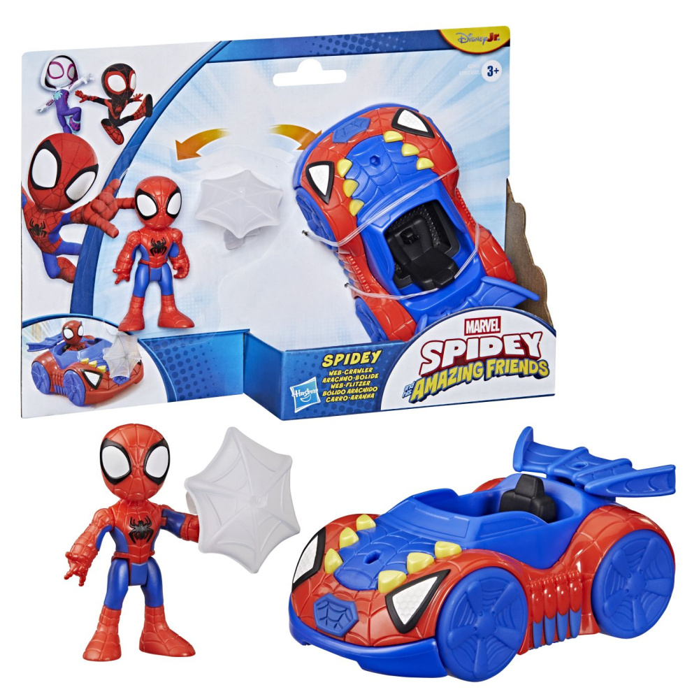 Spidey si prietenii lui uimitori marvel set figurina spidey si vehicul web crawler 7.6cm [2]