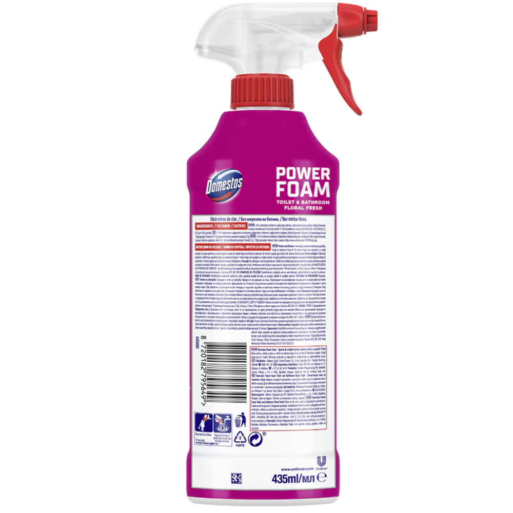 Solutie de curatare baie DOMESTOS Power Foam Spray, Floral Burst, 435 ml, Spuma de curatare [2]