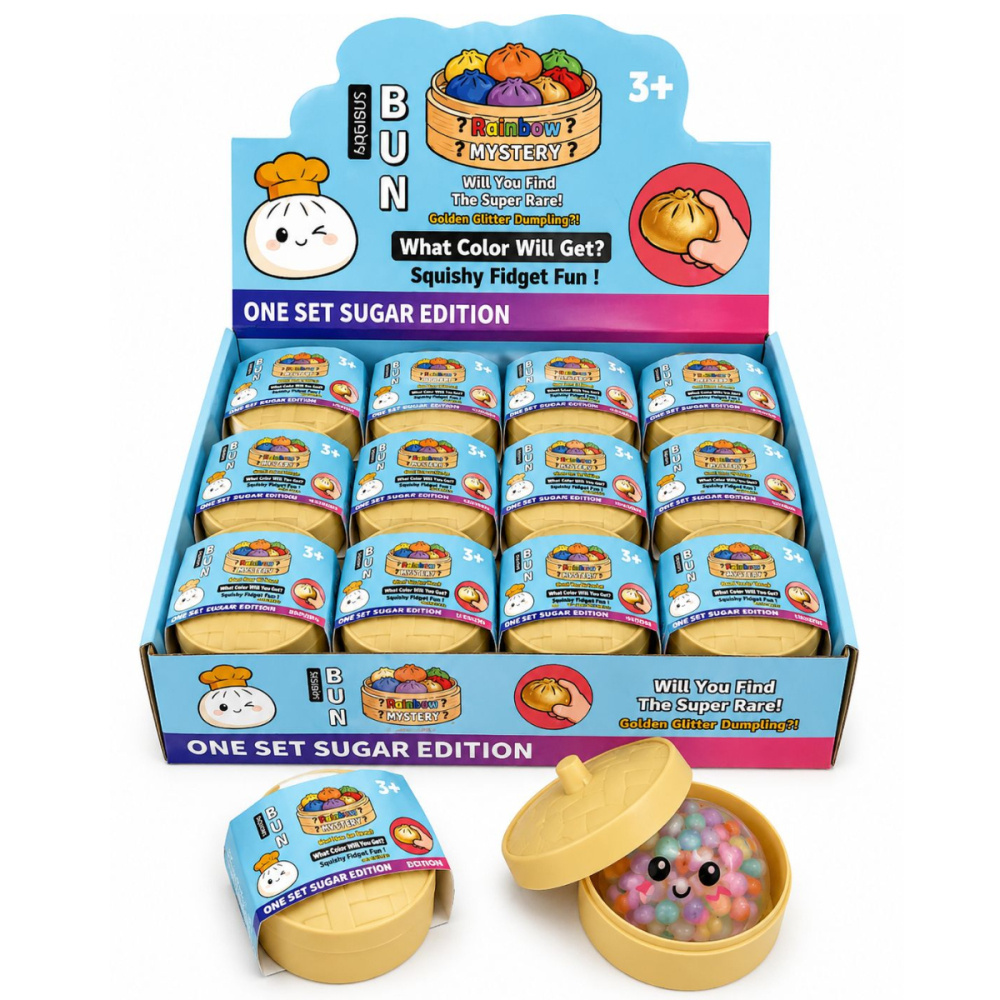 Squishy Dumpling, Jucarie Antistres cu Bile Gel Colorate, 5 cm, Rainbow Mystery, Surpriza Colorata [1]
