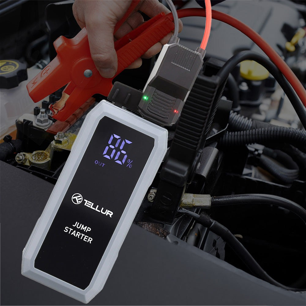Starter auto portabil Tellur, 12V, 1500A, baterie externă, 16800mAh, lanternă, gri [2]