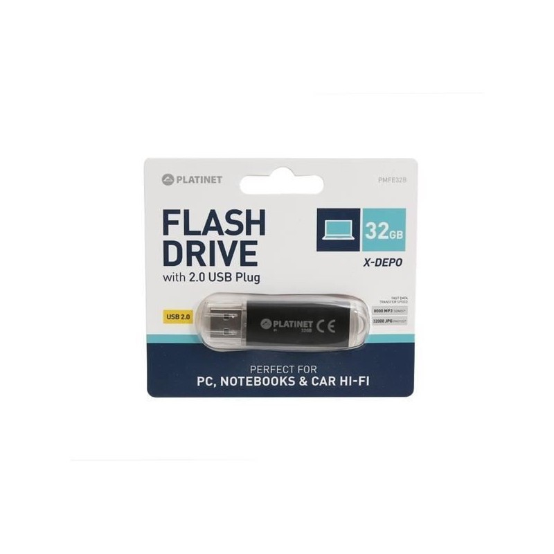 Stick memorie 32GB Platinet PMFE32 40621, USB 2.0, carcasa aluminiu, negru [2]