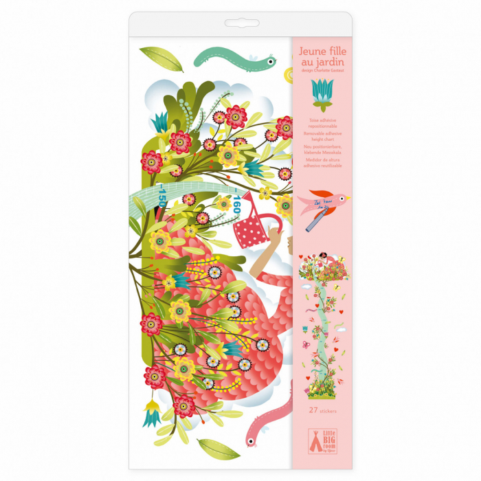Sticker decorativ perete, metru, masurare inaltime copii, cu abtibilduri reutilizabile, Gradina Inflorita, Djeco, varsta 0 - 1, 1 - 3, 3 - 6, 6 - 9, 9+ ani, Fata [3]
