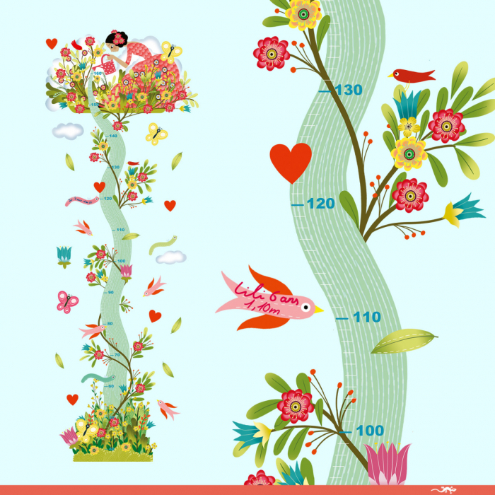 Sticker decorativ perete, metru, masurare inaltime copii, cu abtibilduri reutilizabile, Gradina Inflorita, Djeco, varsta 0 - 1, 1 - 3, 3 - 6, 6 - 9, 9+ ani, Fata [4]