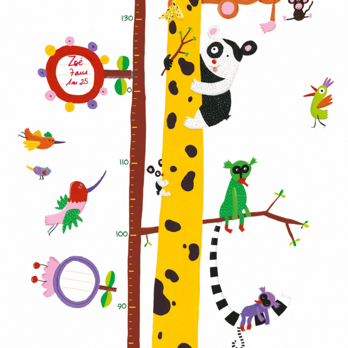 Sticker decorativ perete, metru, masurare inaltime copii, cu abtibilduri reutilizabile, Prieteni din Amazon, Djeco, varsta 0 - 1, 1 - 3, 3 - 6, 6 - 9, 9+ ani, Baiat, Fata [3]