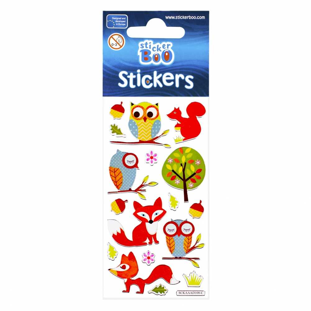 Stickere bufnite, veverite, vulpi, animale din padure, abtibilduri pentru activitati creative [1]