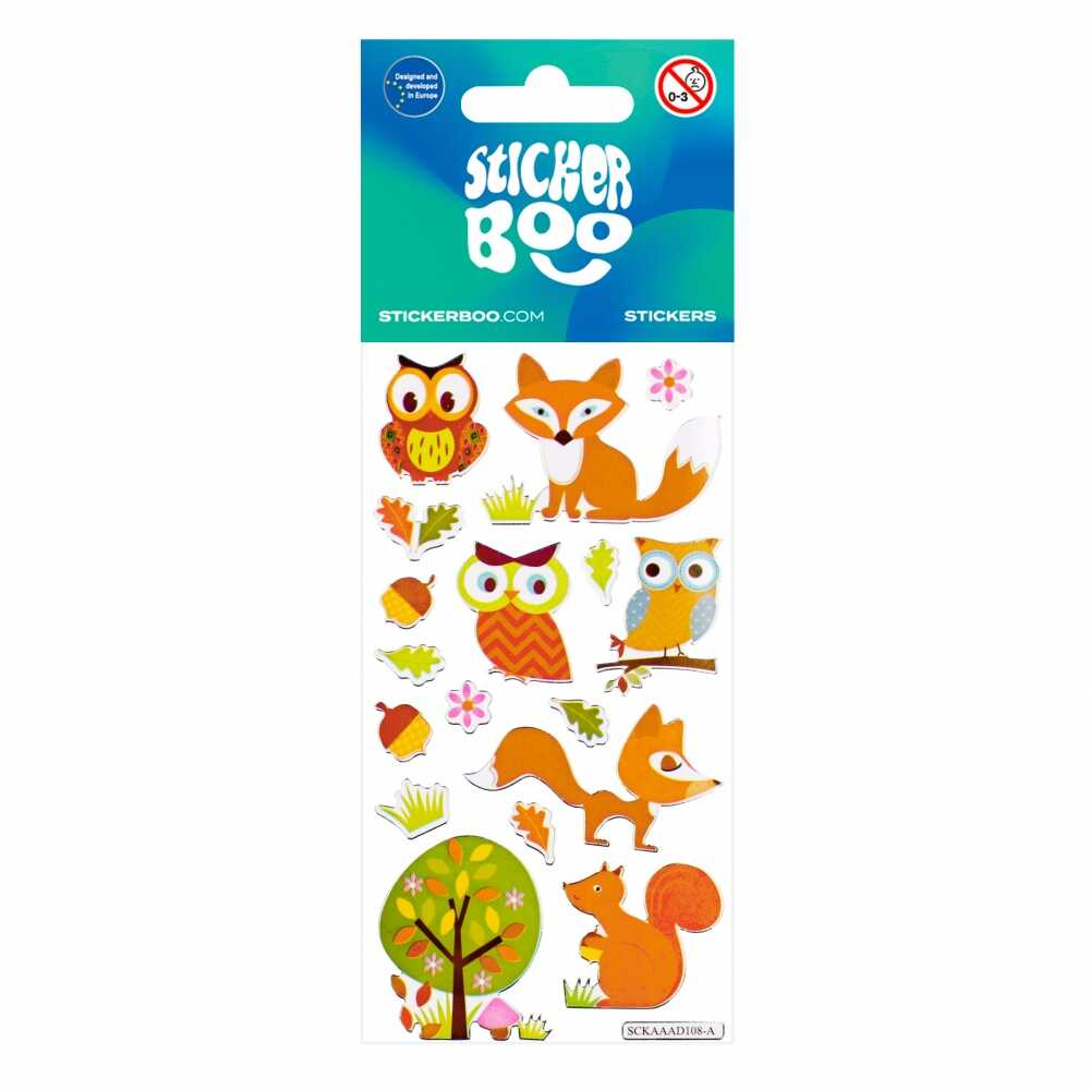 Stickere bufnite, veverite, vulpi, animale din padure, abtibilduri pentru activitati creative [6]