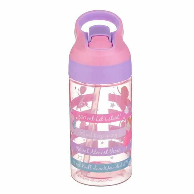 Sticle Apa Copii, Gradinita si Scoala, 500 ml cu Pai, Roz [2]