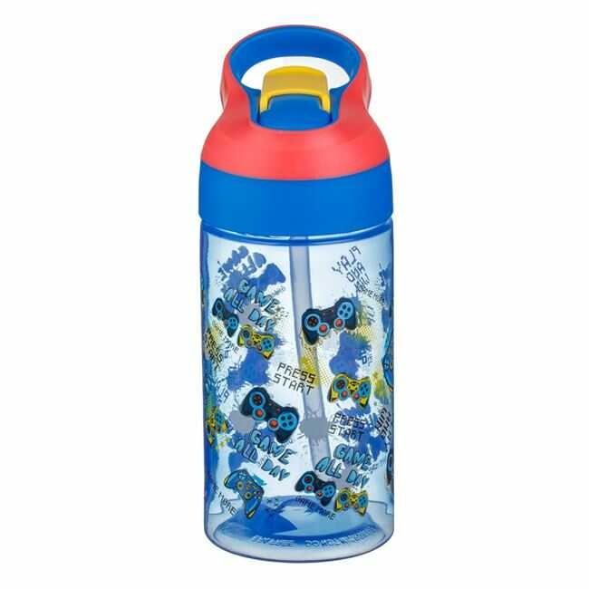 Sticle Apa Copii, Gradinita si Scoala, 500 ml cu Pai, Gamer [2]