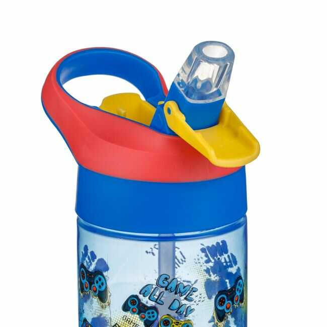 Sticle Apa Copii, Gradinita si Scoala, 500 ml cu Pai, Gamer [3]