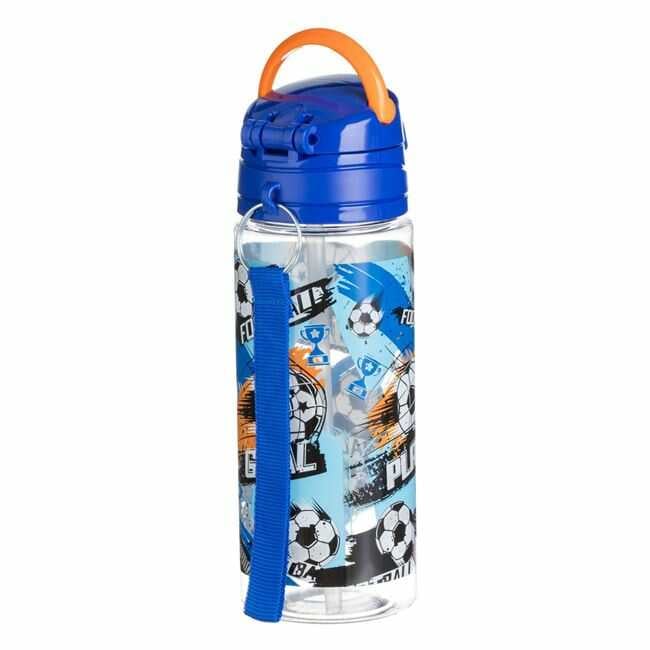 Sticle Apa Copii, Gradinita si Scoala, 500 ml cu Pai si Snur, Fotbal [2]