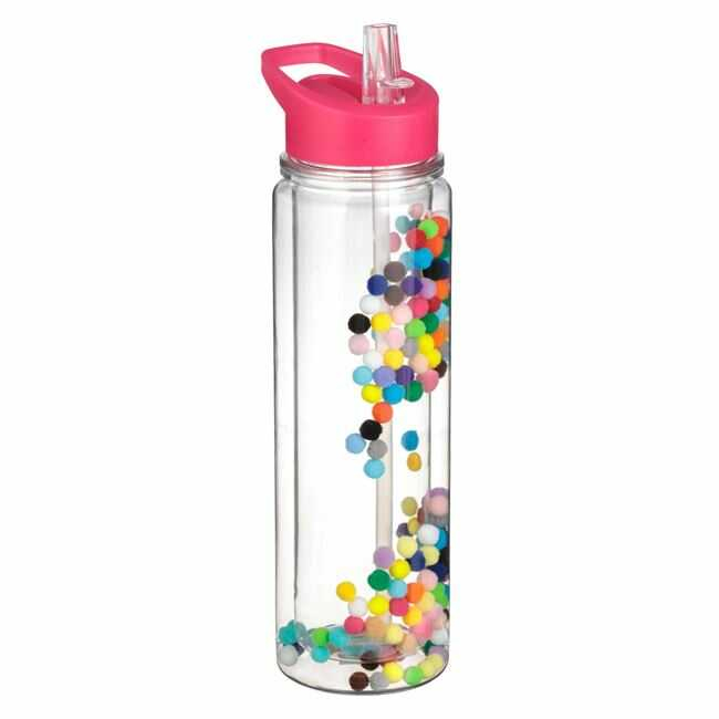 Sticle Apa Copii, Gradinita si Scoala, 500 ml cu Pai, Pompoane [2]