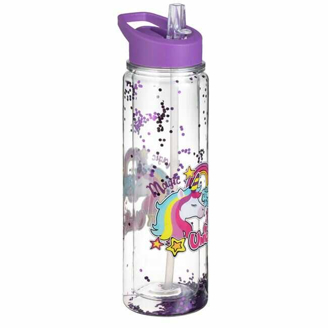 Sticle Apa Copii, Gradinita si Scoala, 500 ml cu Pai, Unicorn [2]