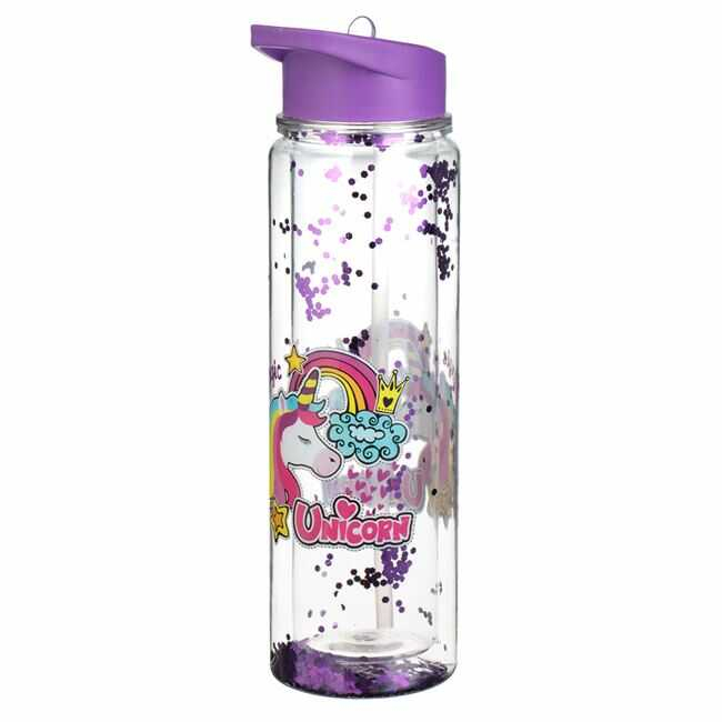 Sticle Apa Copii, Gradinita si Scoala, 500 ml cu Pai, Unicorn [4]