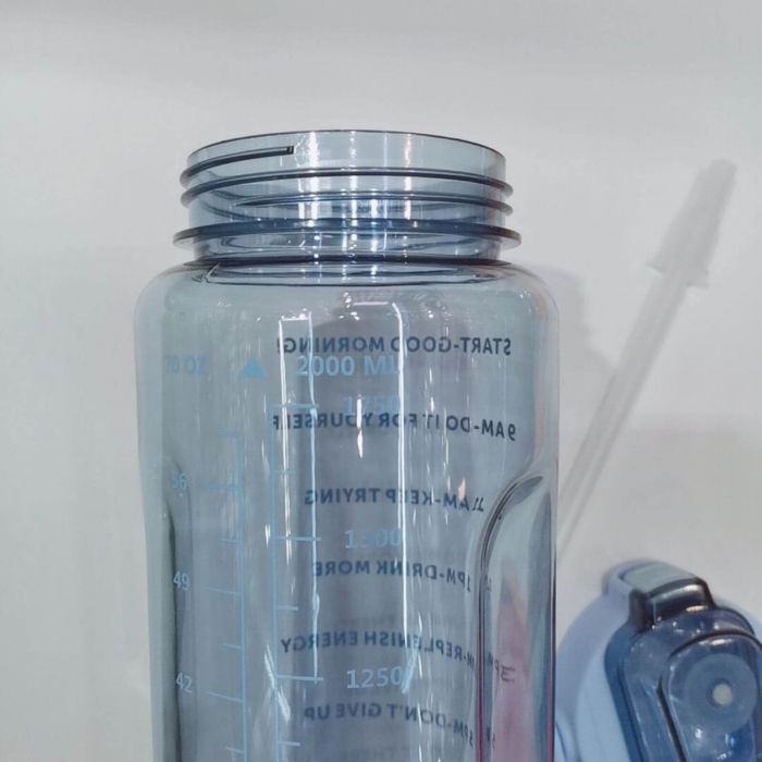 Sticla de apa 2L cu marcaje de timp si mesaje motivationale,Albastru [6]