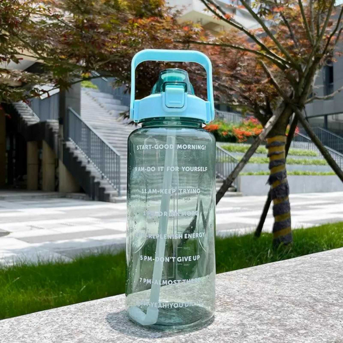 Sticla de apa 2L cu marcaje de timp si mesaje motivationale, Turcoaz [3]