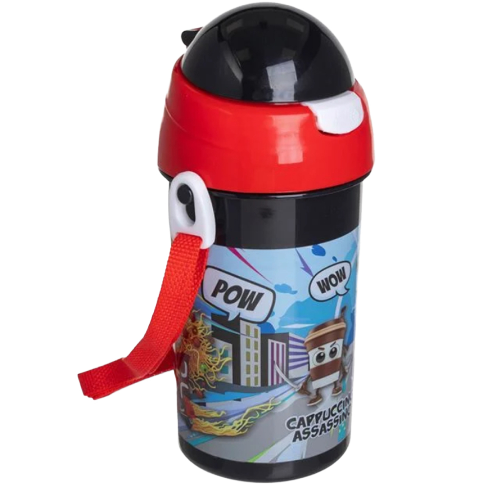 Sticla de Apa pentru Copii, Brainrots, Pop-Up, Rosu / Negru, 2-5 Ani, 500ml [2]