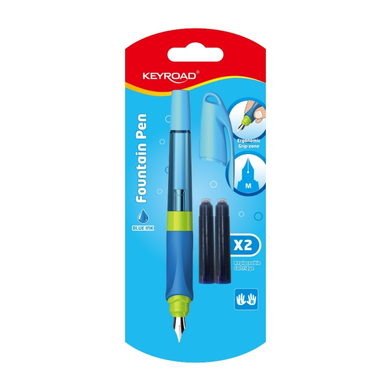 Stilou Keyroad Easy Writer KR971233, penita iridium, alimentare rezerve, grip ergonomic, diverse culori, blister (+2 rezerve) [1]
