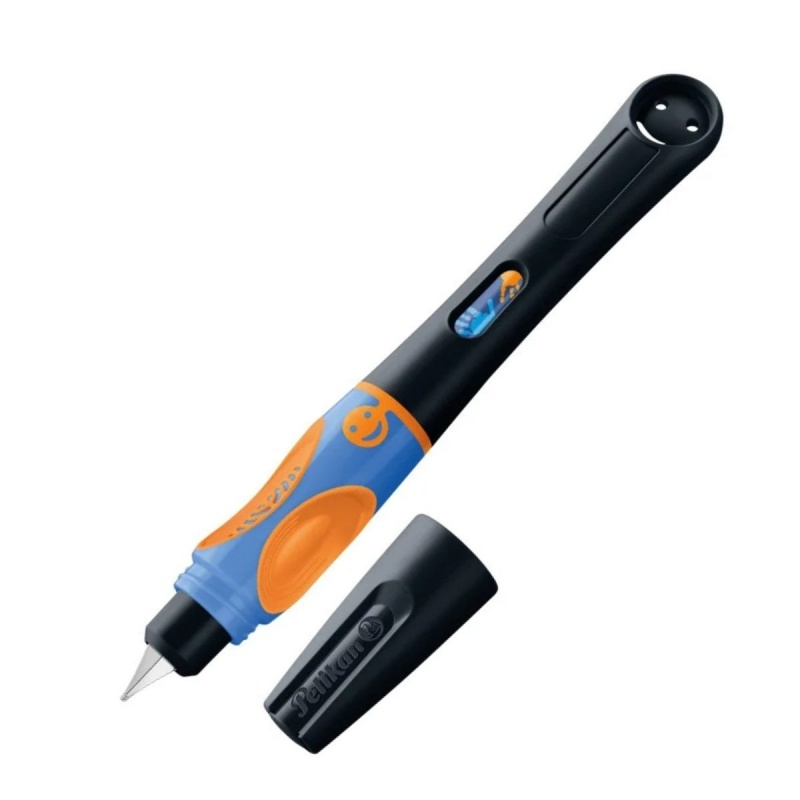 Stilou Pelikan Graffix4 820349, varf M, alimentare rezerve, corp plastic , +1 rezerve, pentru dreptaci, neon black, blister [3]