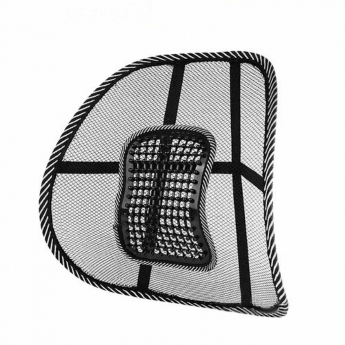 Suport lombar terapeutic, pentru scaun auto sau birou, corecteaza postura, 40 x 39 cm, Metal si Plasa, Negru [6]