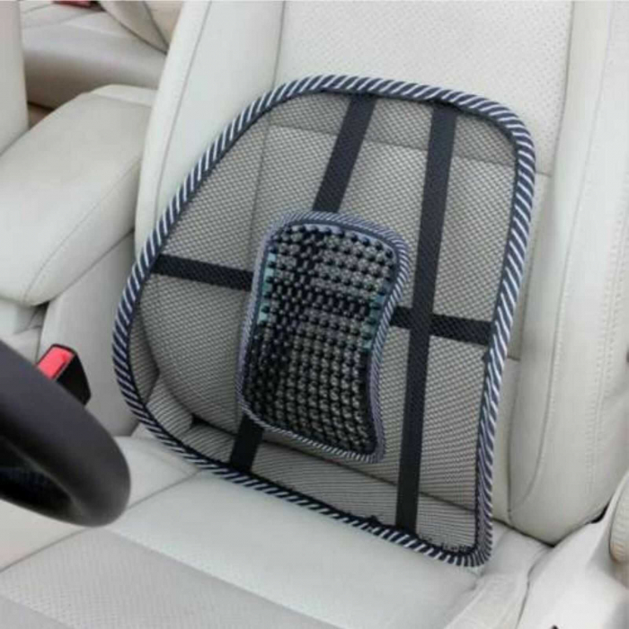 Suport lombar terapeutic, pentru scaun auto sau birou, corecteaza postura, 40 x 39 cm, Metal si Plasa, Negru [4]