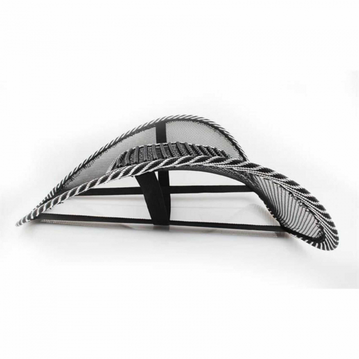 Suport lombar terapeutic, pentru scaun auto sau birou, corecteaza postura, 40 x 39 cm, Metal si Plasa, Negru [5]