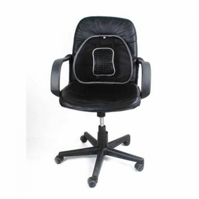 Suport lombar terapeutic, pentru scaun auto sau birou, corecteaza postura, 40 x 39 cm, Metal si Plasa, Negru [3]