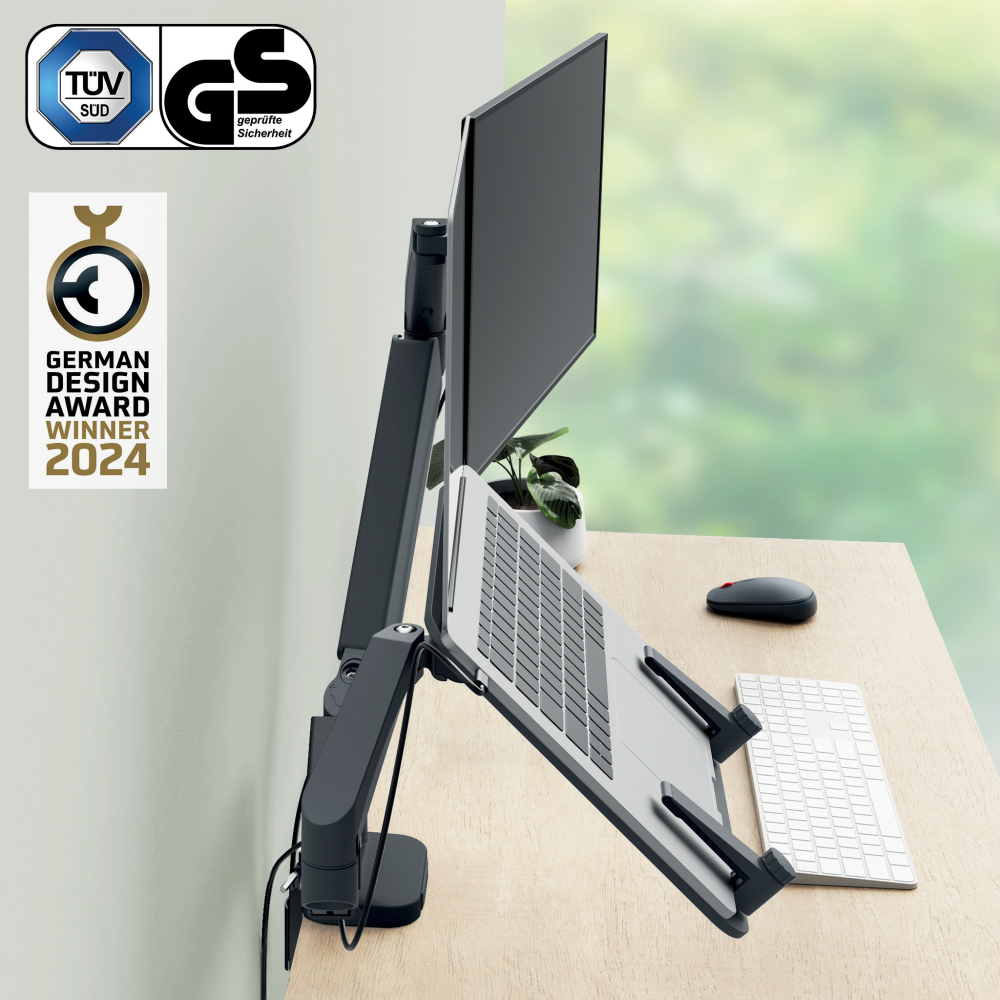 Suport monitor 2 brate + suport pt laptop gri carbune leitz [2]