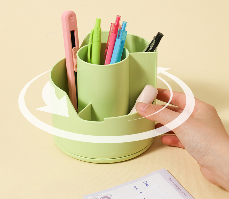 Suport rotativ instrumente de scris 4 compartimente vernil longreen plastic reciclat deli [3]