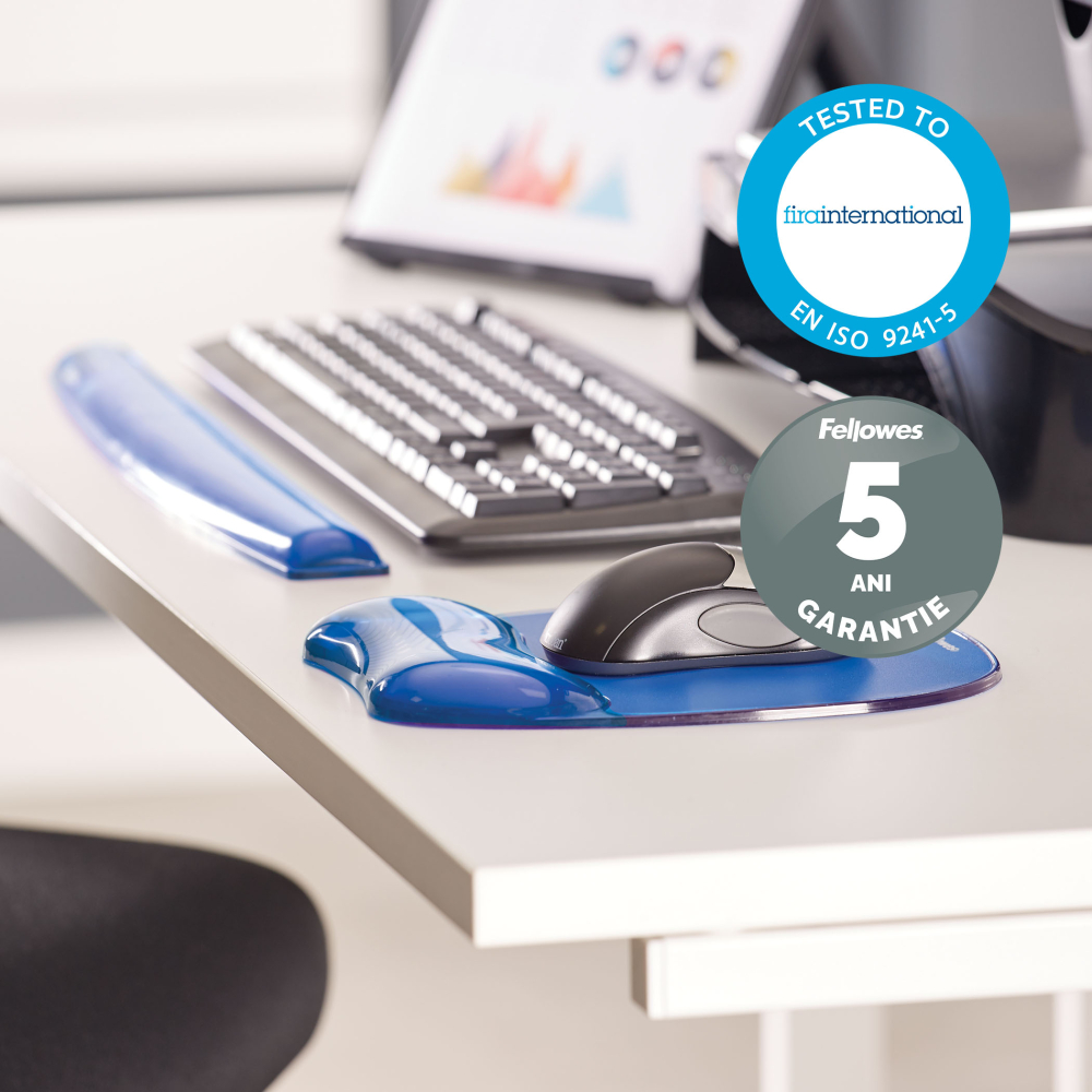 Suport tastatura si incheieturi albastru gel crystal fellowes [4]