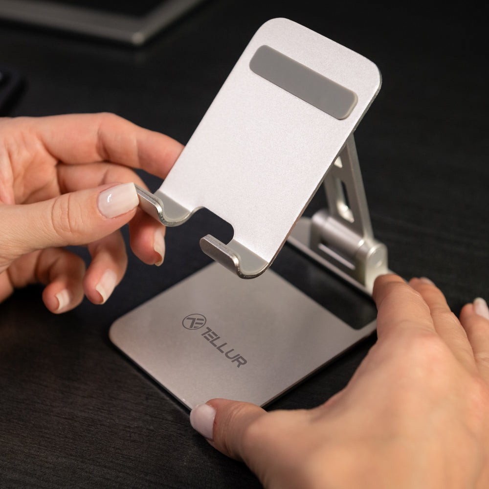 Suport Telefon Birou Tellur, Aluminiu, Argintiu [8]
