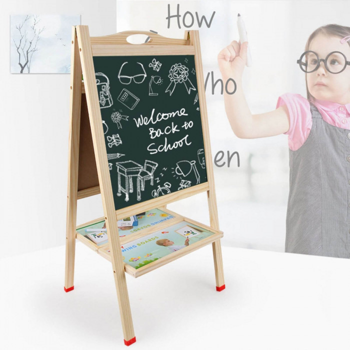 Tabla educativa copii 2 in 1 cu suport, accesorii, maner, ceas si abac. [6]