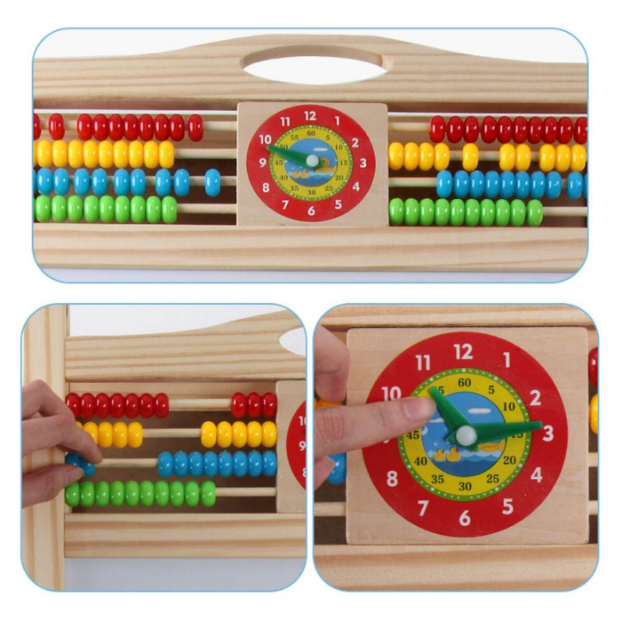 Tabla educativa copii 2 in 1 cu suport, accesorii, maner, ceas si abac. [5]