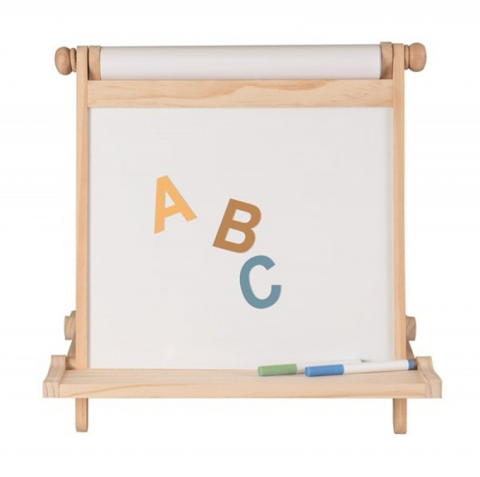 Tabla educativa din lemn, 4 in 1, cu doua fete, magnetica si rola hartie tip sevalet [2]