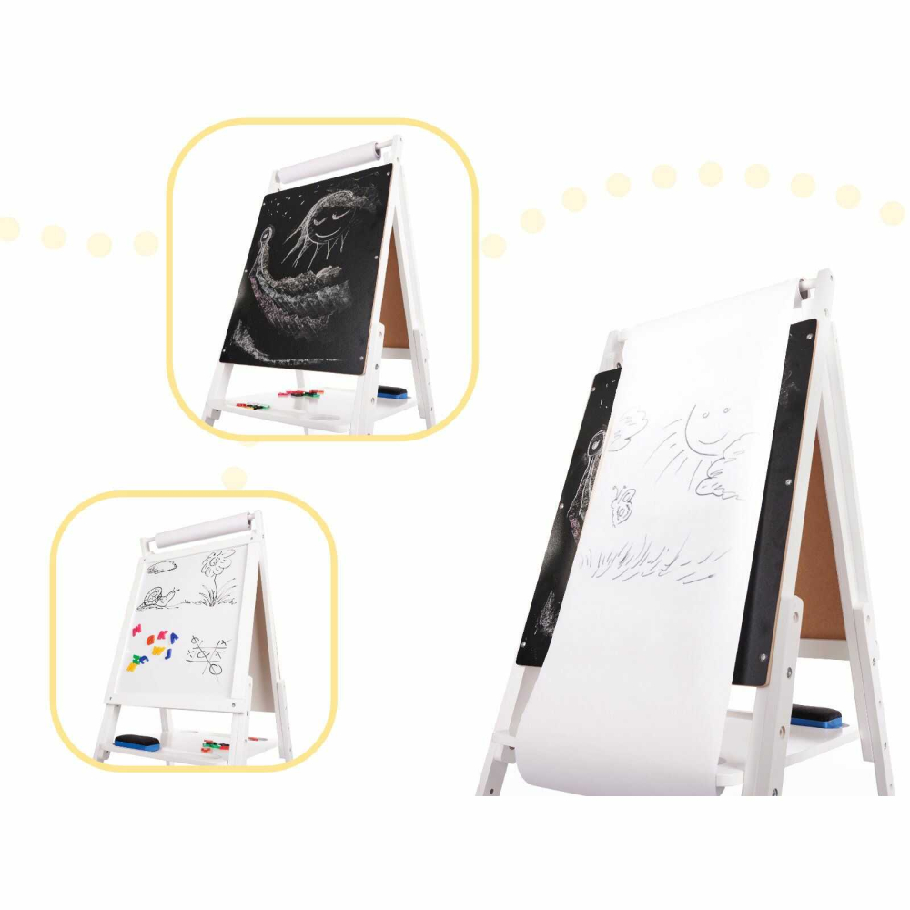 abla magnetica copii fata-verso cu sevalet din lemn, 3 in 1, litere magnetice [4]