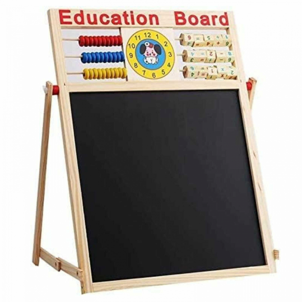 Tabla educativa copii 5 in 1 cu abac, ceas, litere si cifre magnetice [3]